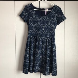 Blue and white dress